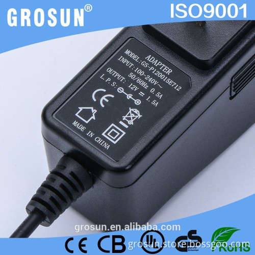 China Supplier Transformer AC 100-240V to DC 12V Power Adapter 12V 1.5A Plug Connection Wall Charger Power Charger